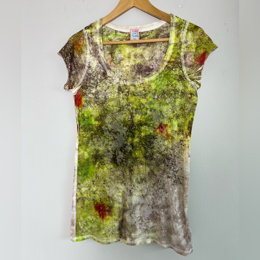Free People Women Y2K Burnout Fairy Grunge Scoop Neck Tee Sz M Made in USA